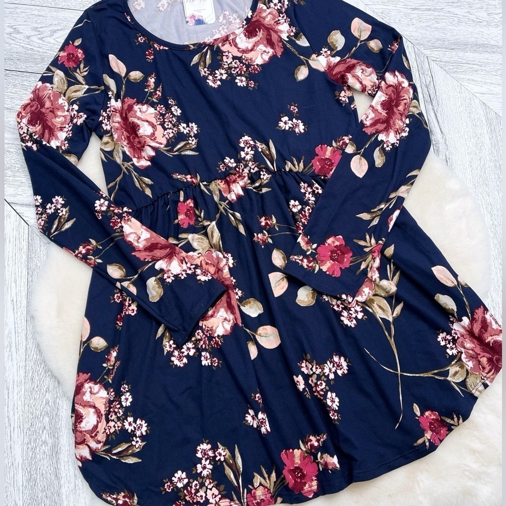 Floral Navy Babydoll Women's Top